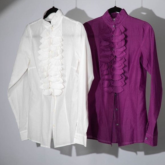 Stunning Ruffled Blouses XS – Available in White (NWT) and Purple (NWOT) - Picture 2 of 11